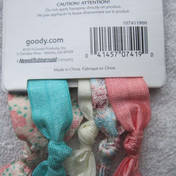 5 Goody Ribbon Hair Elastics Spring Floral Knotted - Picture 3 of 5